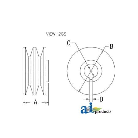 A & I Products Pulley, 2V-Groove 4" x4" x2" A-AFD5012